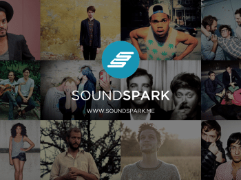 Combined image of 12 photos of people with the word "SoundSpark"