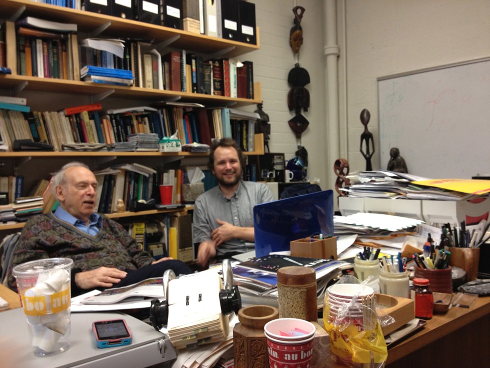 Tomás Saraceno with Jerome I. Friedman, Institute Professor, Emeritus, and Nobel Laureate, Physics. Credit: Leila W. Kinney.