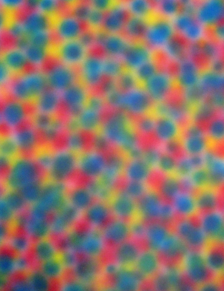 Fuzzy image of blobs of color.