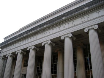 Façade of a neoclassical building reading "Massachusetts Institute of Technology"