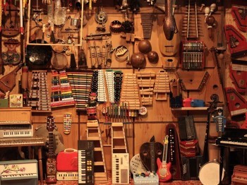 A collection of many small musical instruments