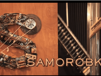 Photo of an S made of many small objects and gears, with the word "Samoróbka"