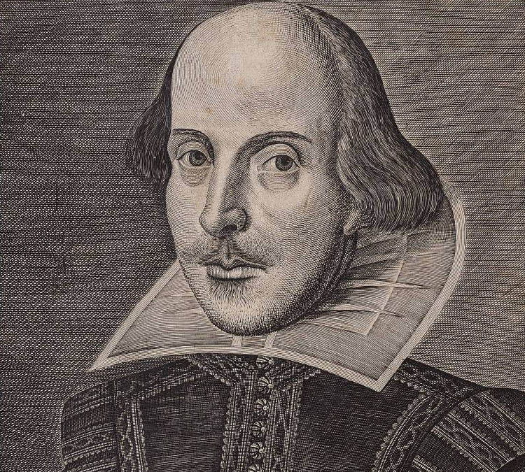 Woodcut portrait of William Shakespeare.
