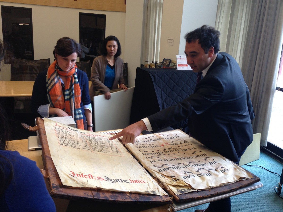 Theresa Zammit Lupi & Michael Cuthbert with the Glaser Codex, Lewis Music Library