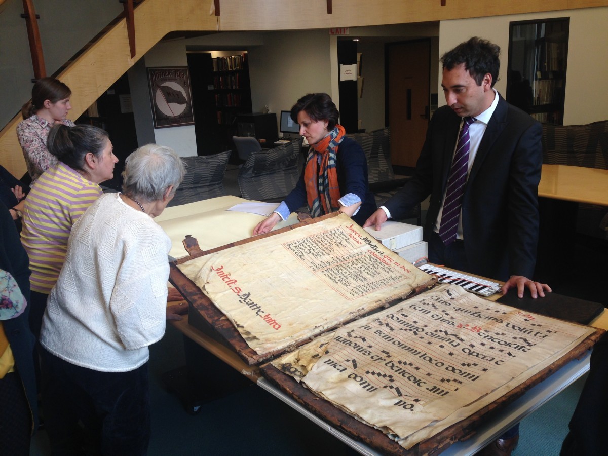 Theresa Zammit Lupi & Michael Cuthbert with the Glaser Codex, Lewis Music Library