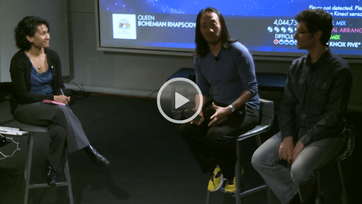 Screen Shot: MIT Museum Second Fridays talk with Ge Wang and Eran Egozy, 2015. 