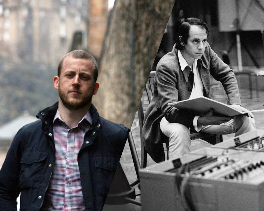 Simon Smith plays Stockhausen. Photos: Simon Smith (left), Delphian Records. Karlheinz Stockhausen (right), ©Getty Images, credit Erich Auerbach.