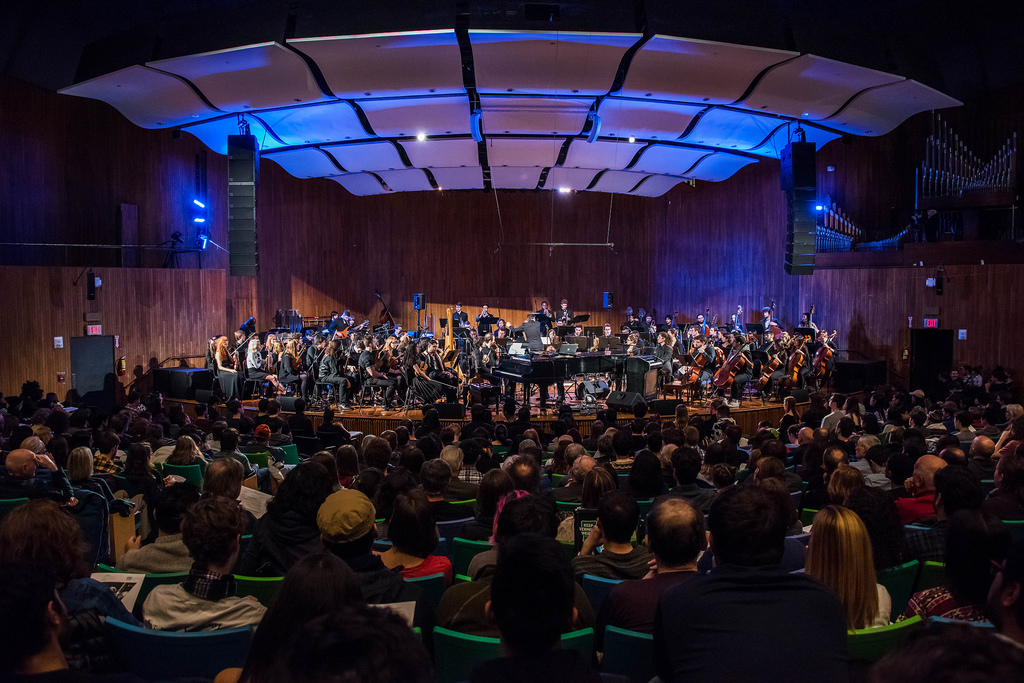 Jacob Collier performs with the MIT Festival Jazz Ensemble and the JC Project Orchestra. "Imagination Off the Charts," MIT, 2016. Photo: L. Barry Hetherington.