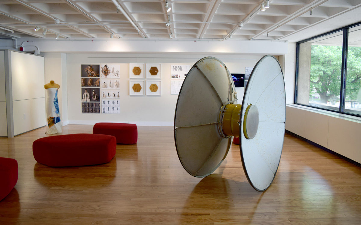 Installation view of the 2018 Schnitzer Prize Recipients Exhibition in the MIT Wiesner Student Art Gallery.