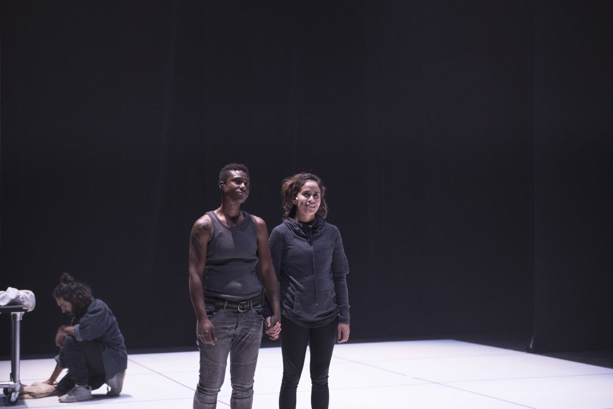 NERVOUS/SYSTEM by Andrew Schneider and Company: (left to right) Antonio Irizarry, T.L. Thompson and Ashley Marie Ortiz. Photo by Sham Sthankiya.