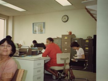 Women work in an office.