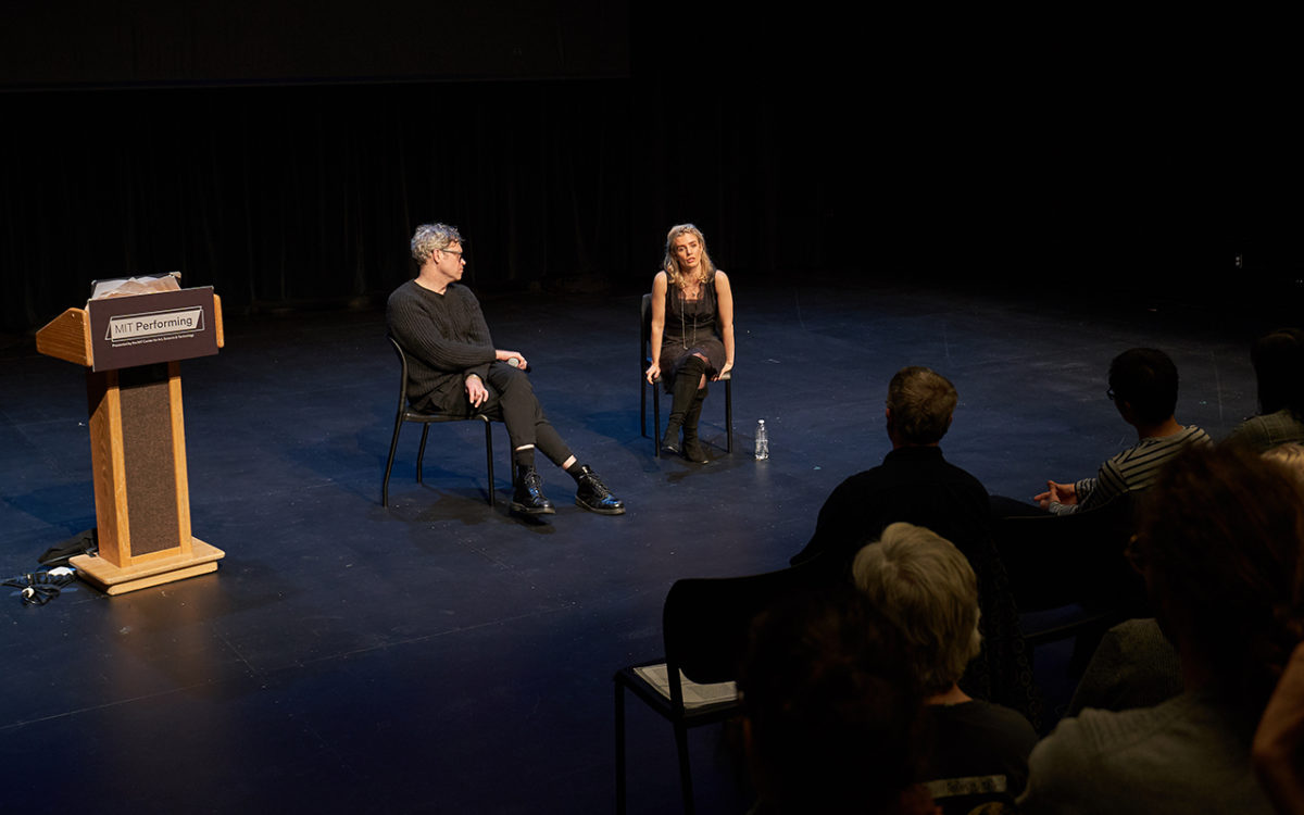 Lisa Dwan and Jay Scheib at MIT. Credit: Leon Yim.