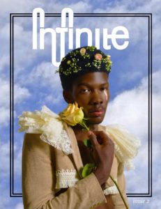 Infinite Magazine cover featuring a male model holding a rose.