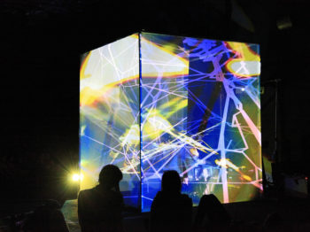 Large scale projection installation at the Arachnodrone:Spider's Canvas performance at Palais de Tokyo.