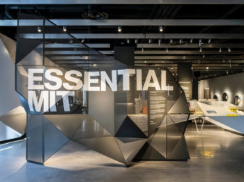 View of the new exhibition space in the MIT Museum Building in Kendall Square.