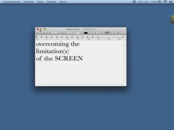 A text box on a computer desktop reading "overcoming the limitation(s) of the SCREEN"